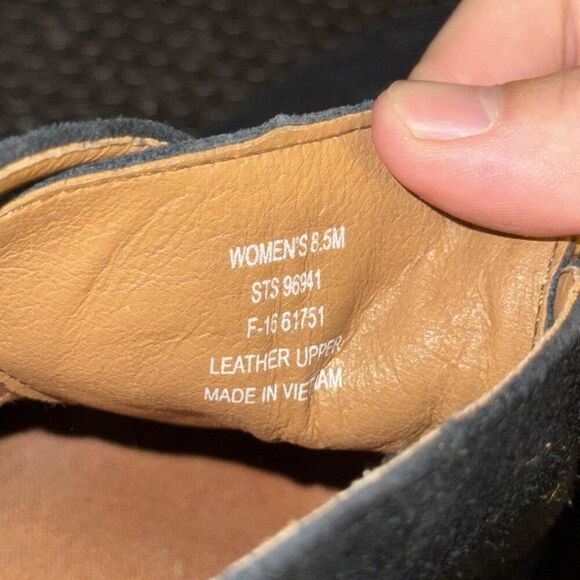 Sperry Top Sider Black Suede Laces Wedge Ankle Fashion Boots Women’s Size 8.5M - Picture 8 of 9